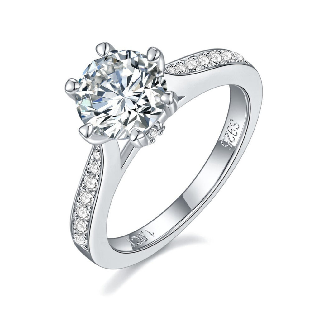 1CT Round Moissanite Spinning Ring in S925 Sterling Silver