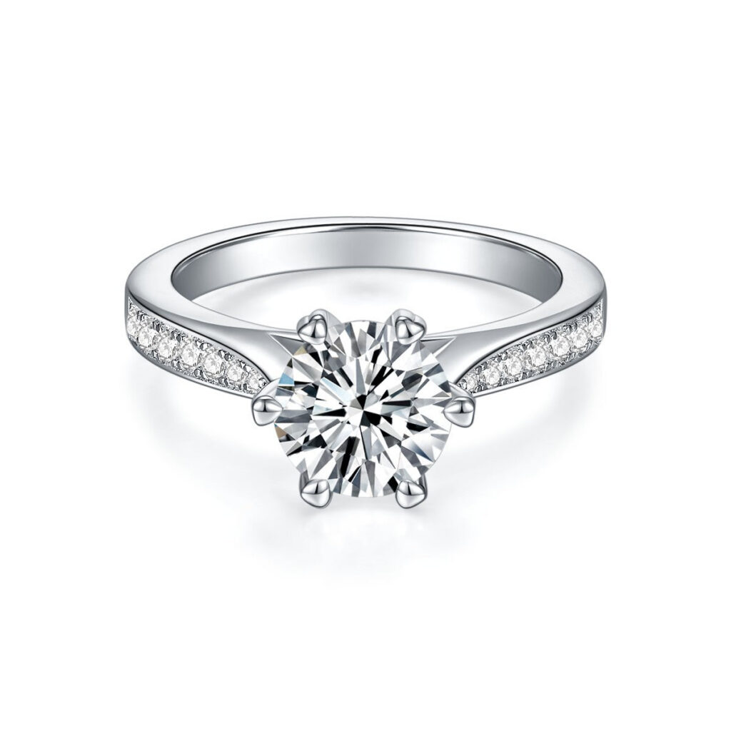 1CT Round Moissanite Spinning Ring in S925 Sterling Silver