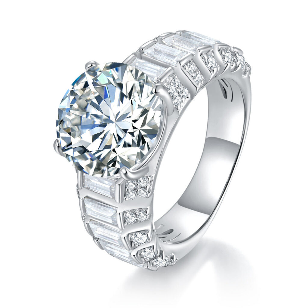 5CT Round Moissanite Statement Ring in S925 Sterling Silver