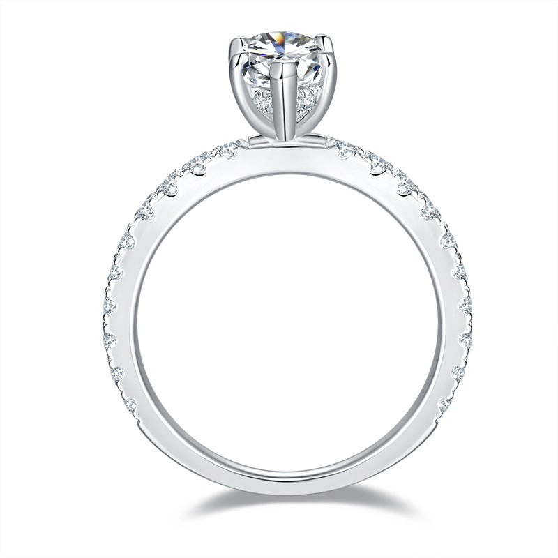 2CT Marquise Moissanite Ring with Pavé Band in S925 Sterling Silver