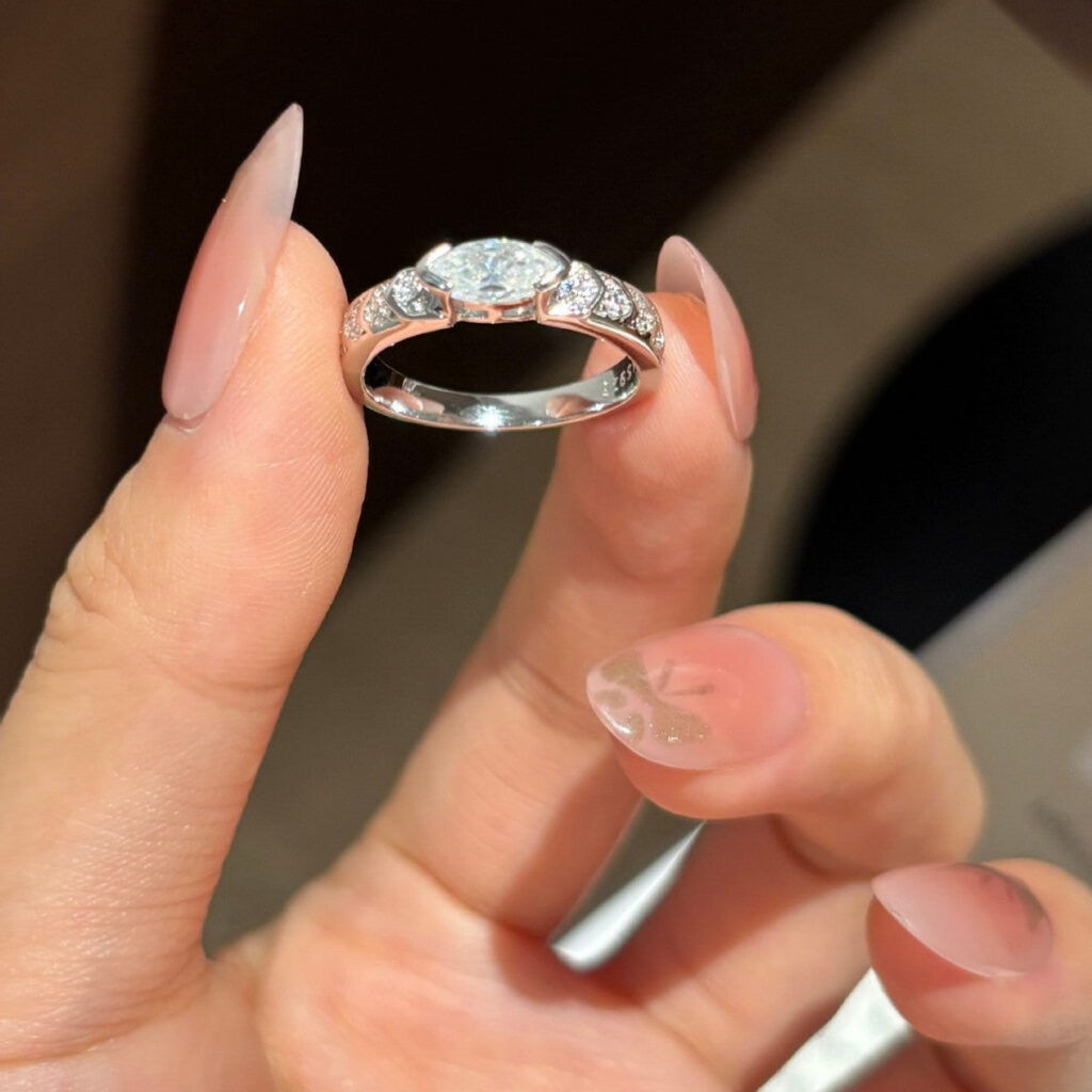 D Color Marquise Moissanite Guardian Eye Ring in S925 Sterling Silver
