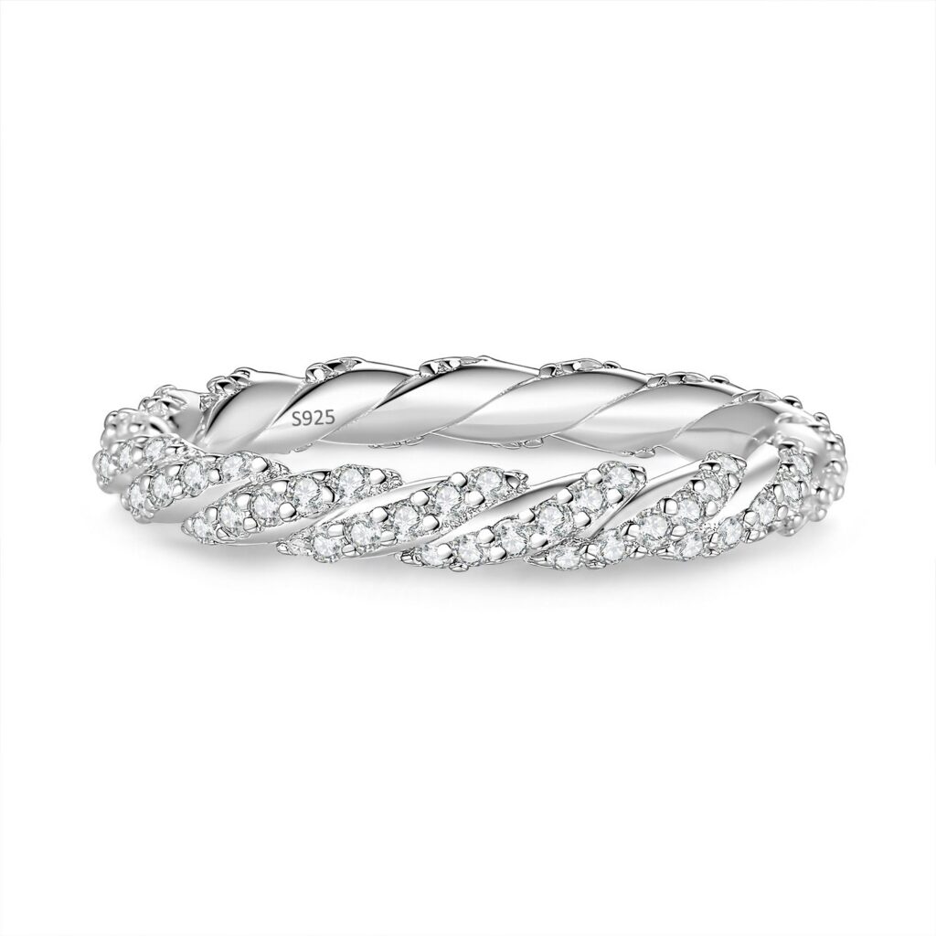 D Color Moissanite Pavé Band Ring in S925 Sterling Silver