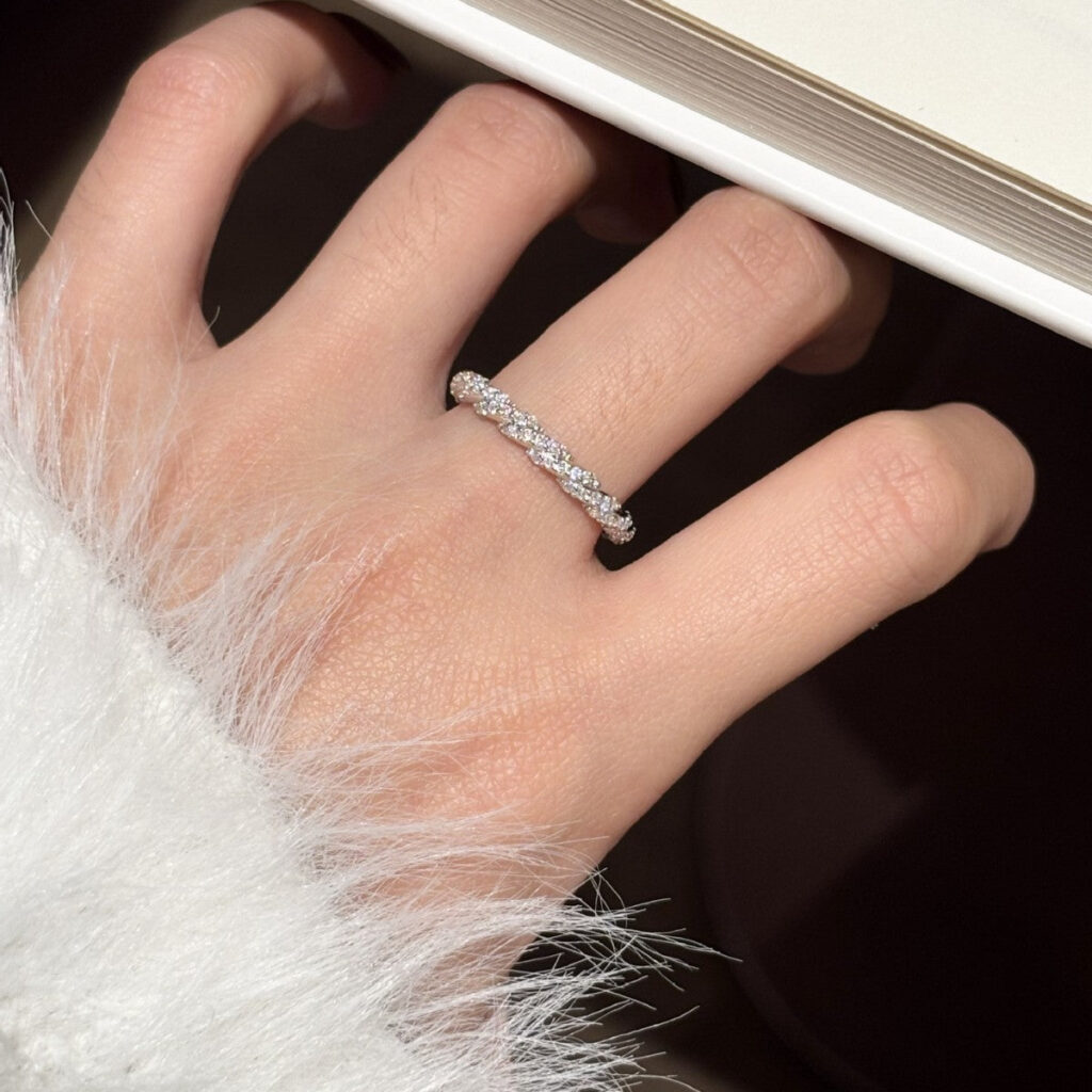 D Color Moissanite Pavé Band Ring in S925 Sterling Silver