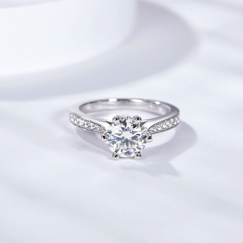 1CT Round Moissanite Spinning Ring in S925 Sterling Silver