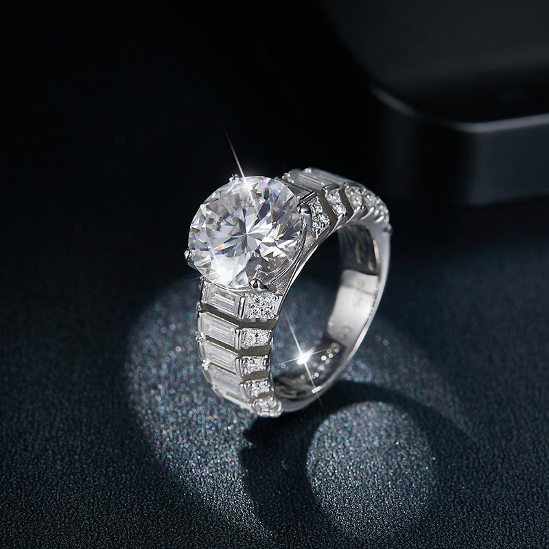5CT Round Moissanite Statement Ring in S925 Sterling Silver