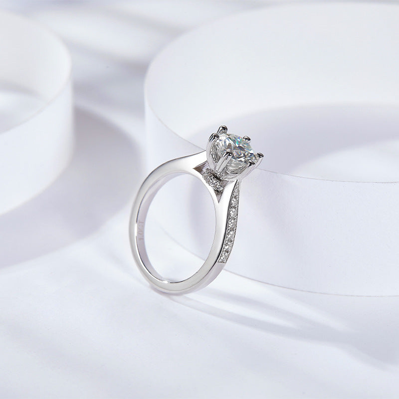 1CT Round Moissanite Spinning Ring in S925 Sterling Silver