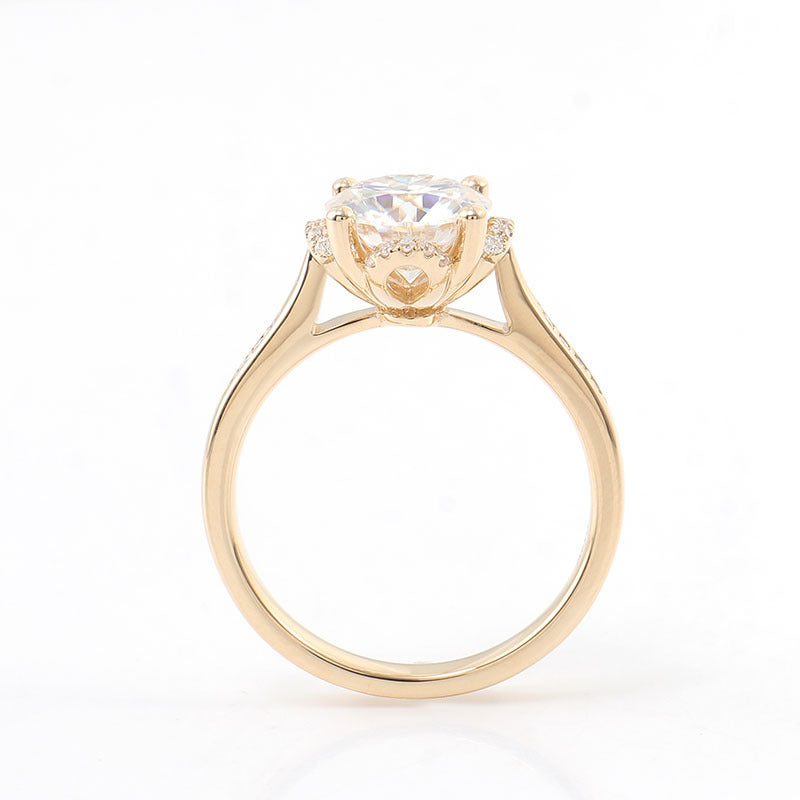 1–2 CT Round Moissanite Engagement Ring in Gold