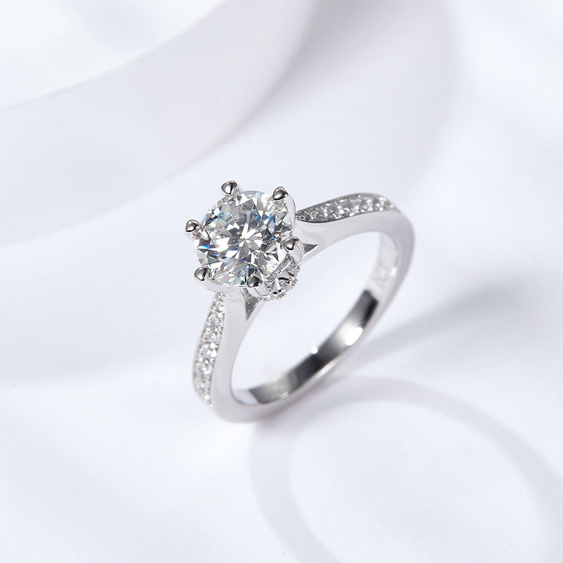 1CT Round Moissanite Spinning Ring in S925 Sterling Silver