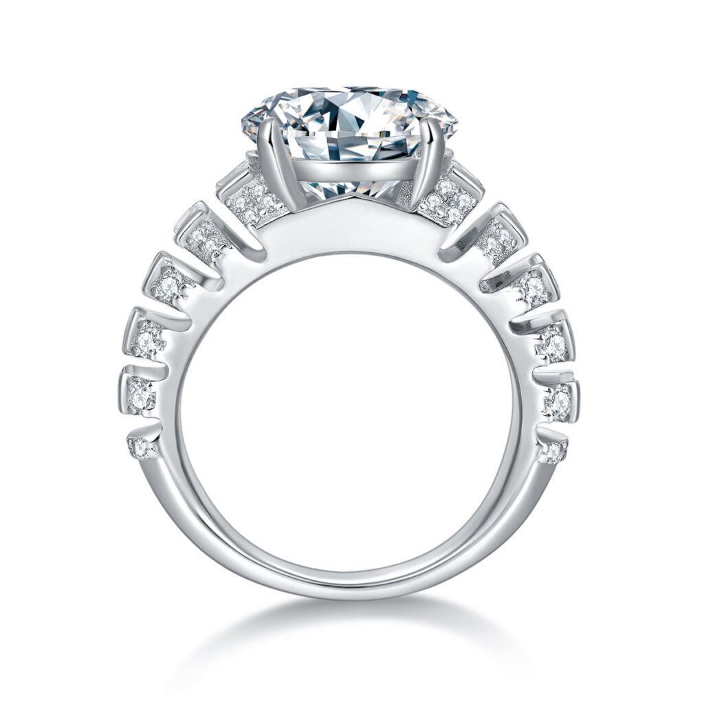 5CT Round Moissanite Statement Ring in S925 Sterling Silver