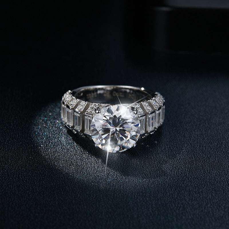 5CT Round Moissanite Statement Ring in S925 Sterling Silver
