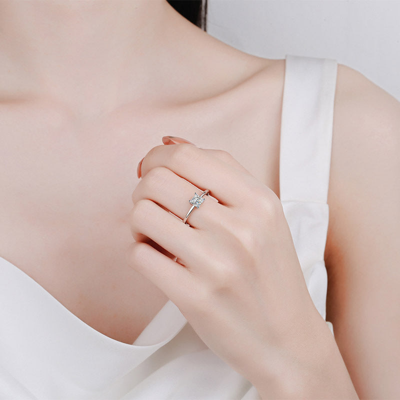 Princess-Cut Moissanite Solitaire Ring