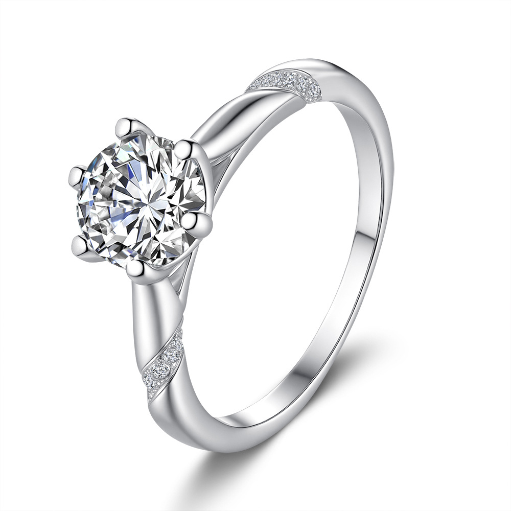 Round Moissanite Ring in 925 Sterling Silver